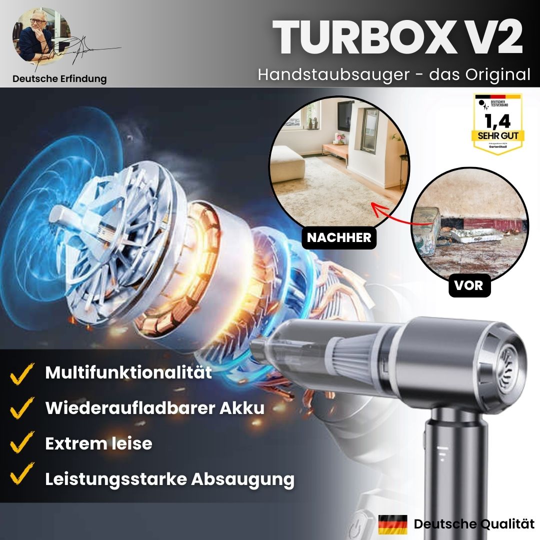 TurboX - 4 in 1 Power-Handstaubsauger - das Original V2