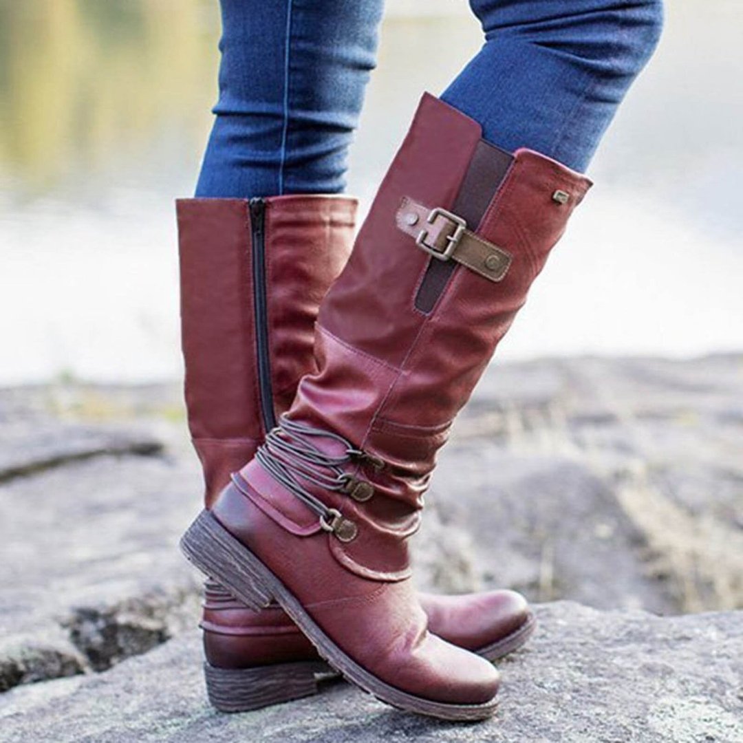 Hohe Schneestiefel aus Leder mit Reißverschluss – Stil trifft Funktion!