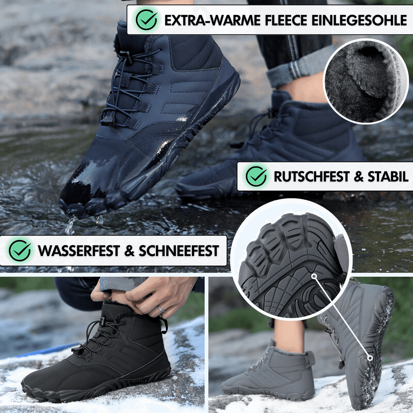 Winter Max - wasserabweisende & gefütterte Barfußschuhe